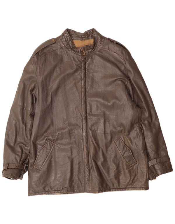 Vintage muška vojna kožna jakna IT 56 3XL siva koža