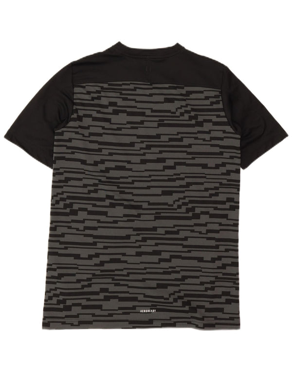 Adidas Boys Aeroready T-Shirt Top 15-16 Years Black Geometric Poliester