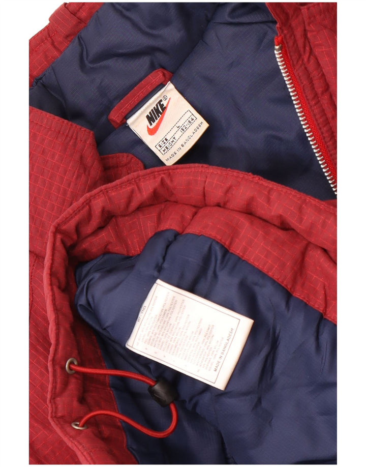Nike Boys Windbreaker Jacket 12-13 Year Large Burgundy Check Nylon