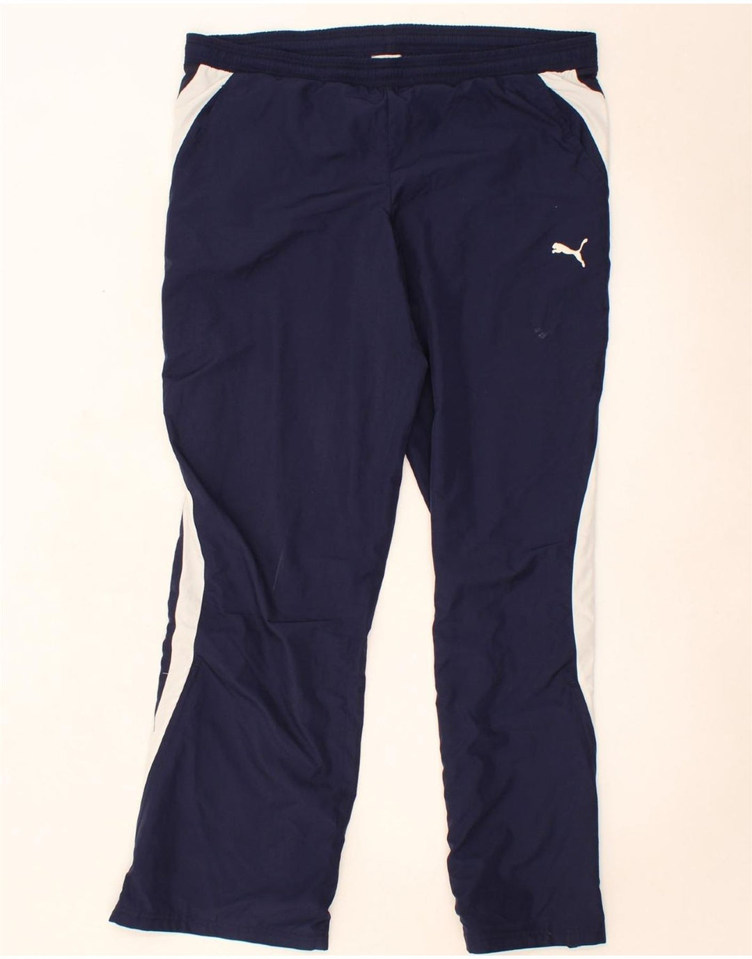 PUMA Womens Tracksuit Trousers UK 12 Medium Navy Blue Colourblock Vintage Puma and Second-Hand Puma from Messina Hembry 