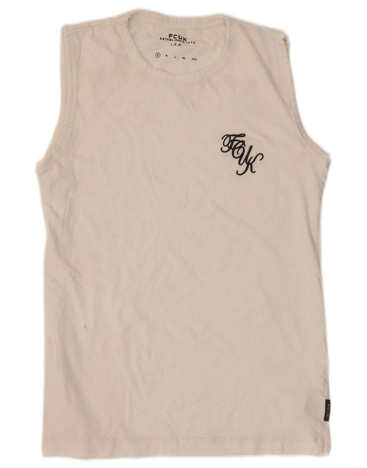 FCUK Mens Vest Top Small White Cotton