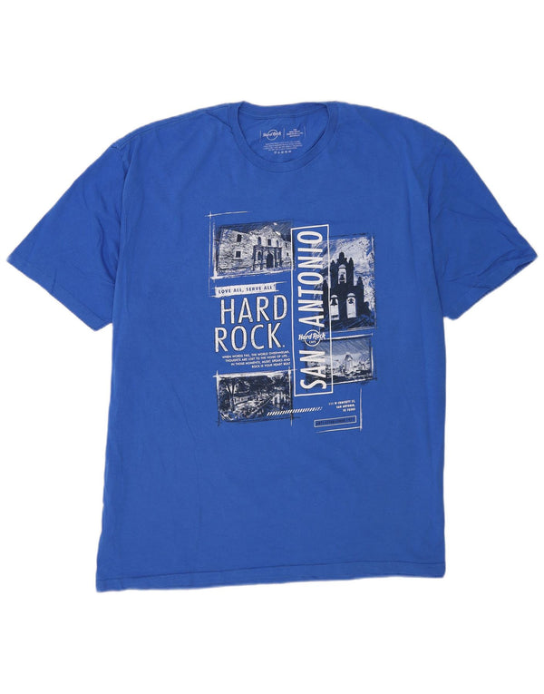Hard Rock Cafe muška majica kratkih rukava San Antonio s grafičkim motivima 2XL plavi pamuk