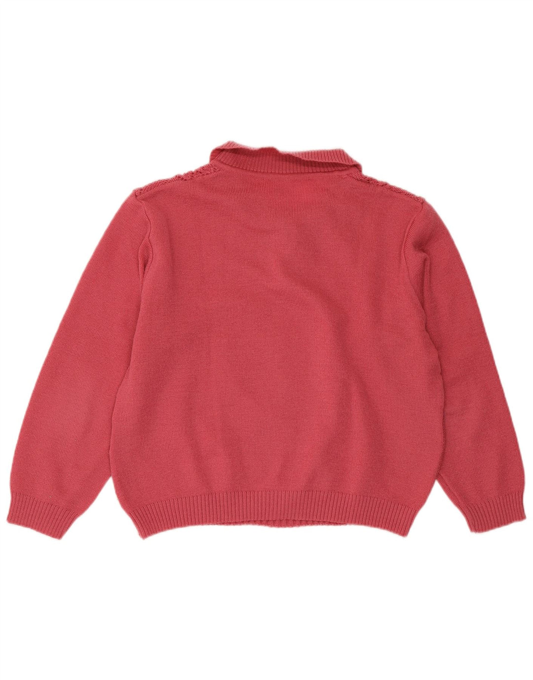 VINTAGE ženski kratki pulover s polo izrezom UK 16 Veliki ružičasti