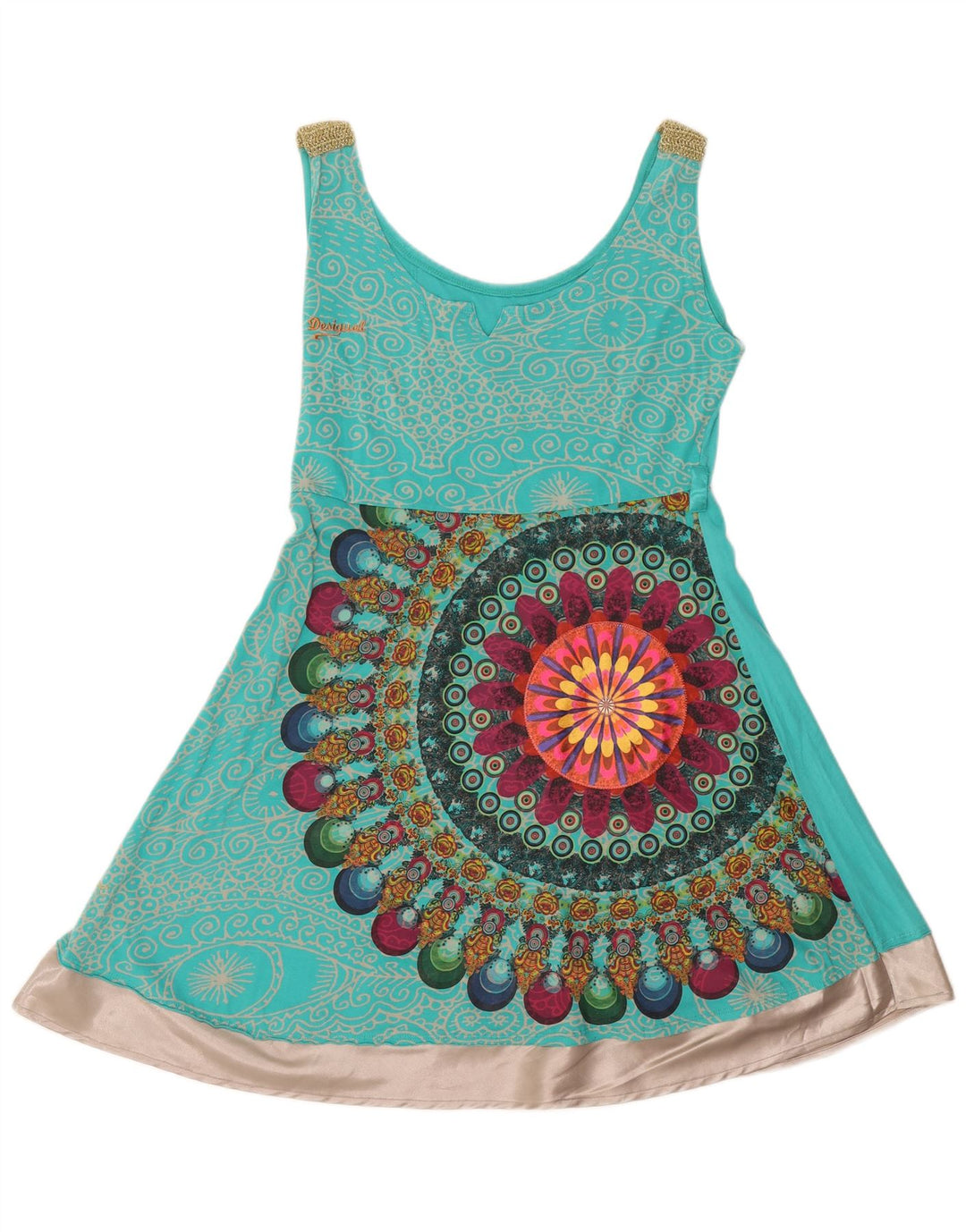 Desigual ženska grafička haljina A-kroja UK 14 Srednje tirkizna Paisley