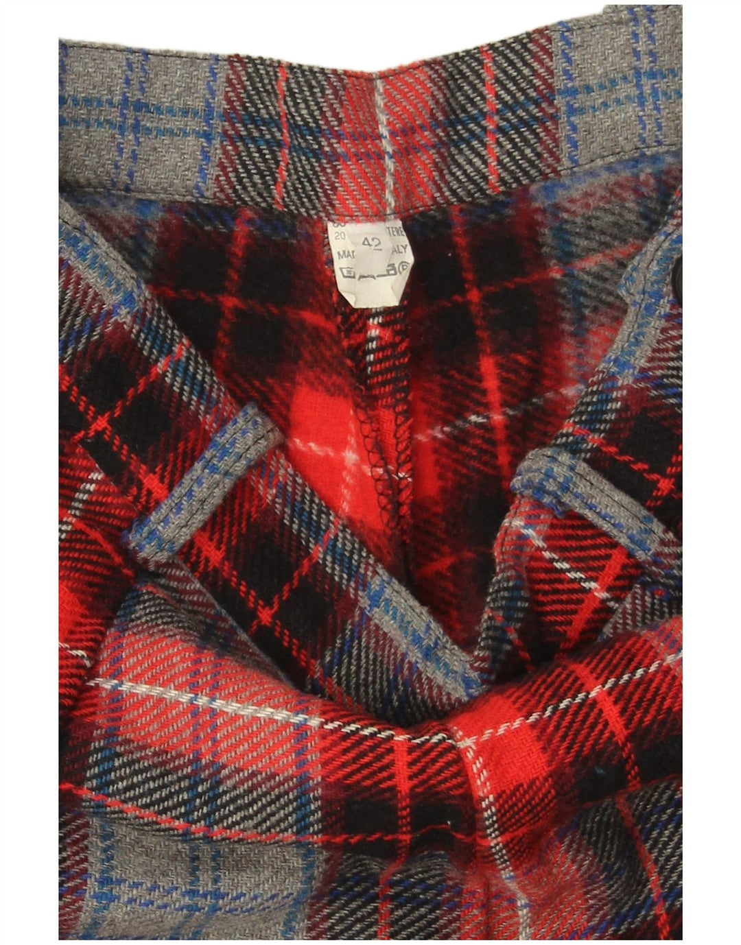 VINTAGE Ženske chino kratke hlače visokog struka IT 42 srednje W28 crvena karirana vuna