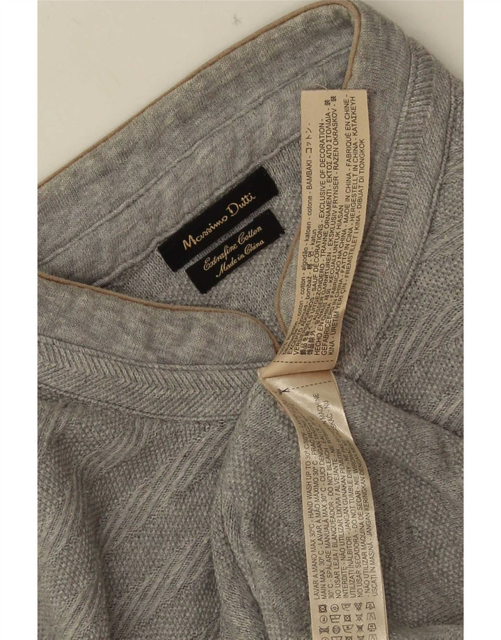 Massimo Dutti muški džemper s dugmadima i ovratnikom XL sivi pamuk na pruge