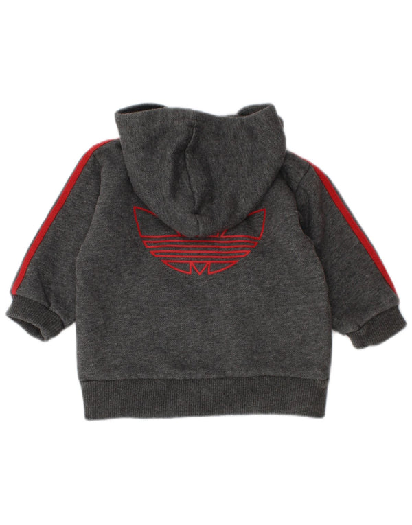 Adidas majica s kapuljačom s dugmadima i ovratnikom za dječake, 3-6 mjeseci, siva s pjegama
