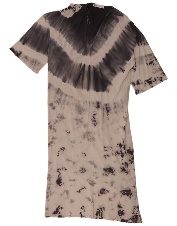 Zara ženska prevelika maksi haljina UK 10 Small Gray Tie Dye viskoza