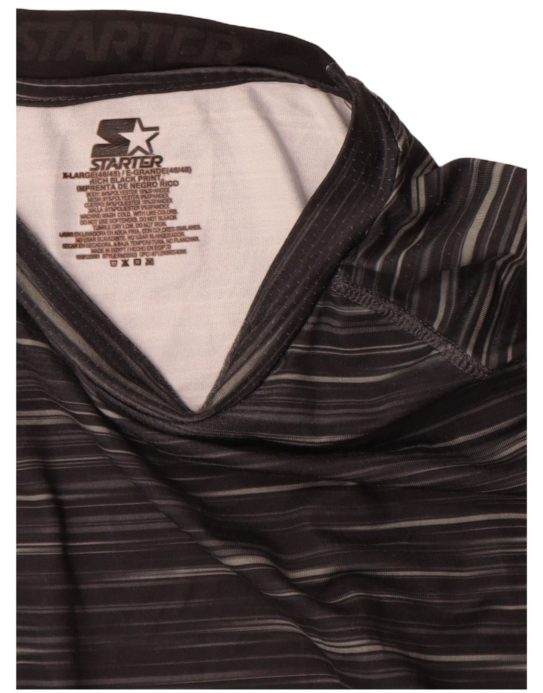 Početna muška majica dugih rukava UK 46/48 XL crni poliester na pruge