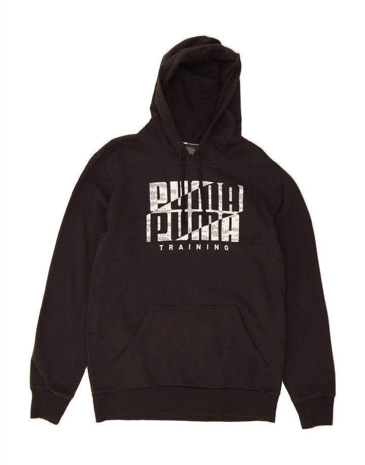 PUMA Mens Graphic Hoodie Jumper Medium Black Cotton Vintage Puma and Second-Hand Puma from Messina Hembry 