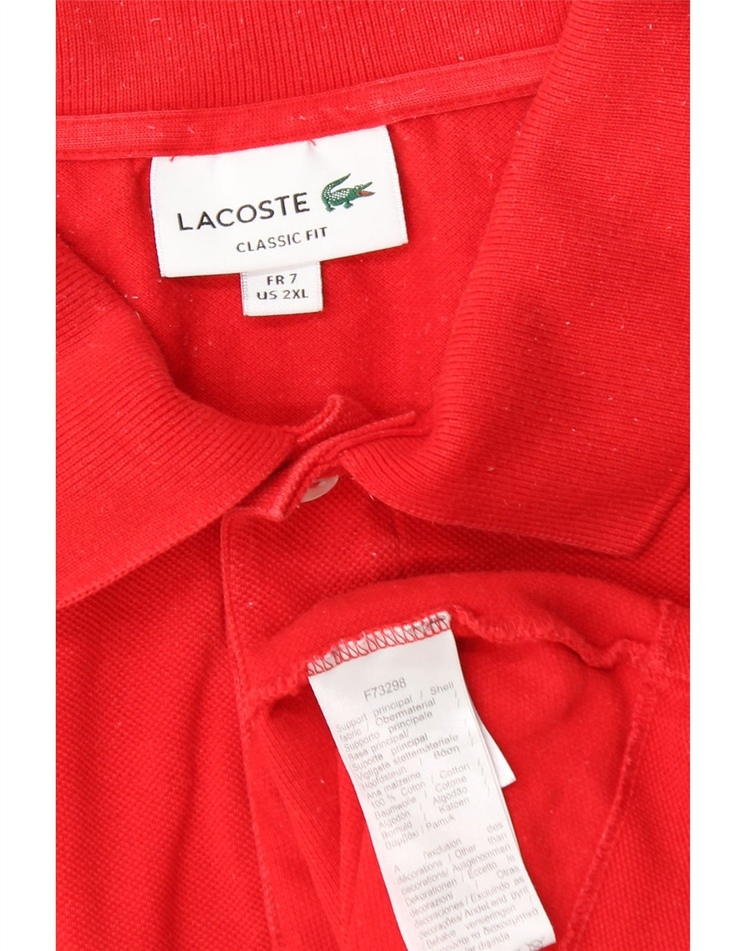 LACOSTE muška klasična polo majica veličine 7 2XL, crveni pamuk