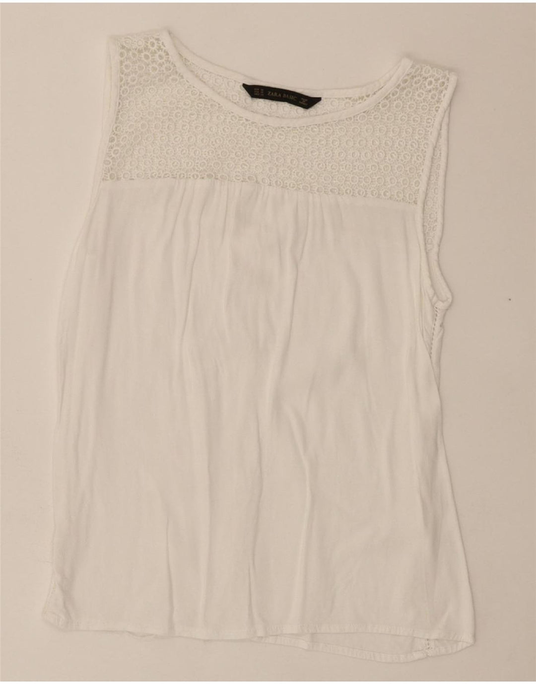 ZARA Womens Sleeveless Blouse Top UK 12 Medium White Floral Vintage Zara and Second-Hand Zara from Messina Hembry 
