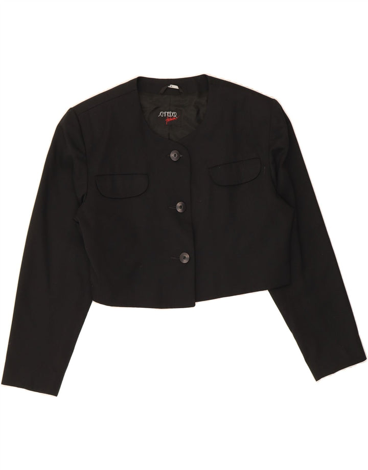 SCHNEIDER Womens 3 Button Bolero Jacket IT 44 Medium Black Polyester Vintage Schneider and Second-Hand Schneider from Messina Hembry 