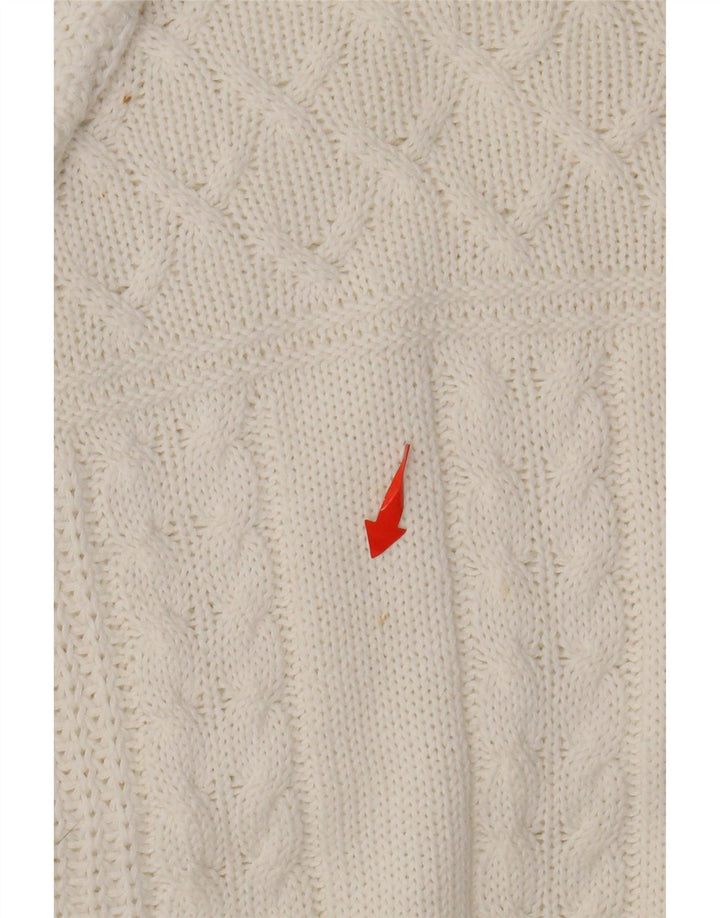 VINTAGE ženski džemper s veznim izrezom UK 14 Veliki bijeli