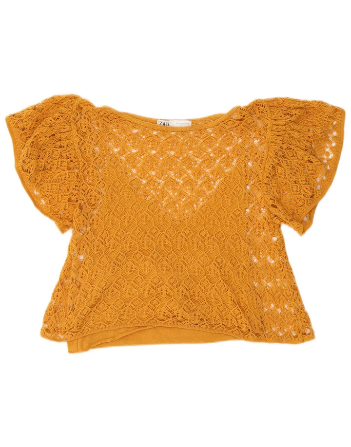 Zara ženski crop heklani See Through Top UK 10 malih žutih