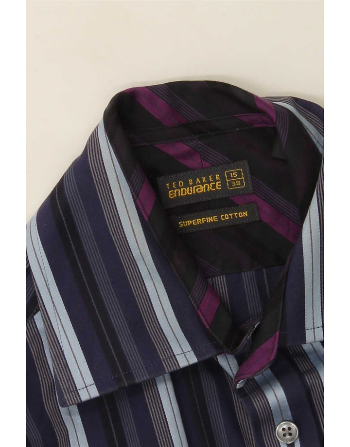 Muška svečana košulja Ted Baker, veličina 38 15, srednje tamnoplavi pamuk na pruge