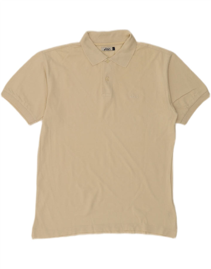 ASICS Mens Polo Shirt Large Beige Cotton