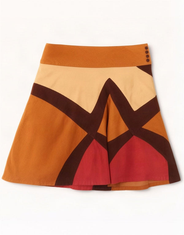 Principles Womens A-Line Skirt UK 12 Medium W30 Brown Colourblock Cotton