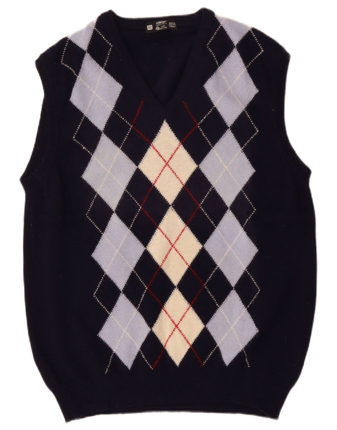 ST MICHAEL Muška majica bez rukava IT 52/54 velika tamnoplava Argyle/Diamond