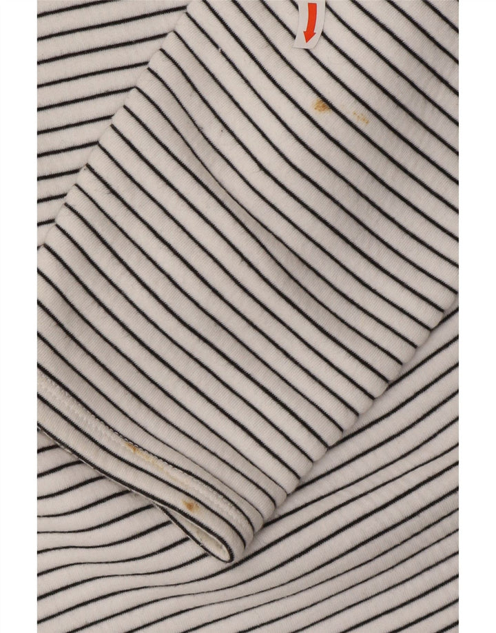 ZARA Womens Crop Roll Neck Jumper Sweater UK 14 Medium White Striped