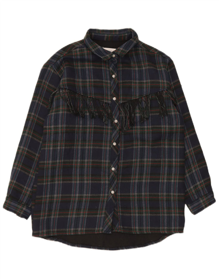 Zara Boys Overshirt Flanel Shirt 13-14 Year Mornarsko plava karirana poliester
