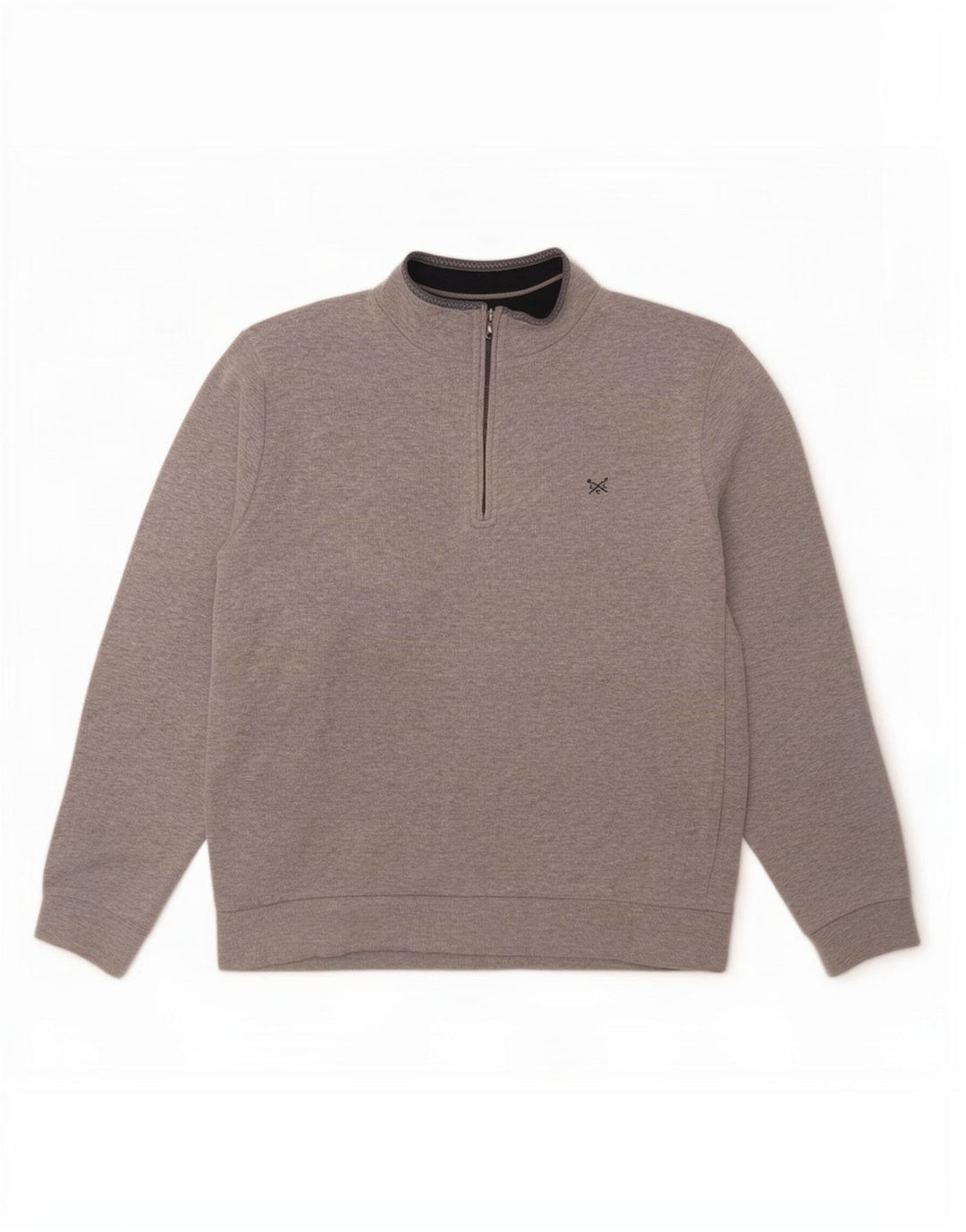 Crew Clothing Muška majica s izrezom s patentnim zatvaračem, veliki sivi džemper