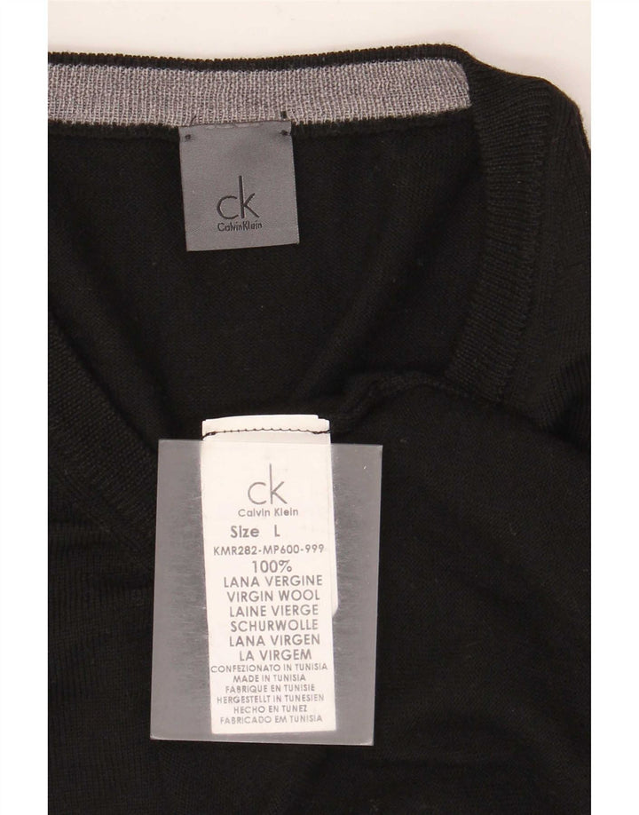 Calvin Klein muški džemper s V-izrezom, velika crna djevičanska vuna