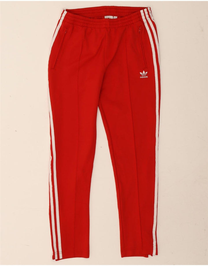Ženske hlače za trenirku Adidas UK 14 srednje crvene boje od poliestera