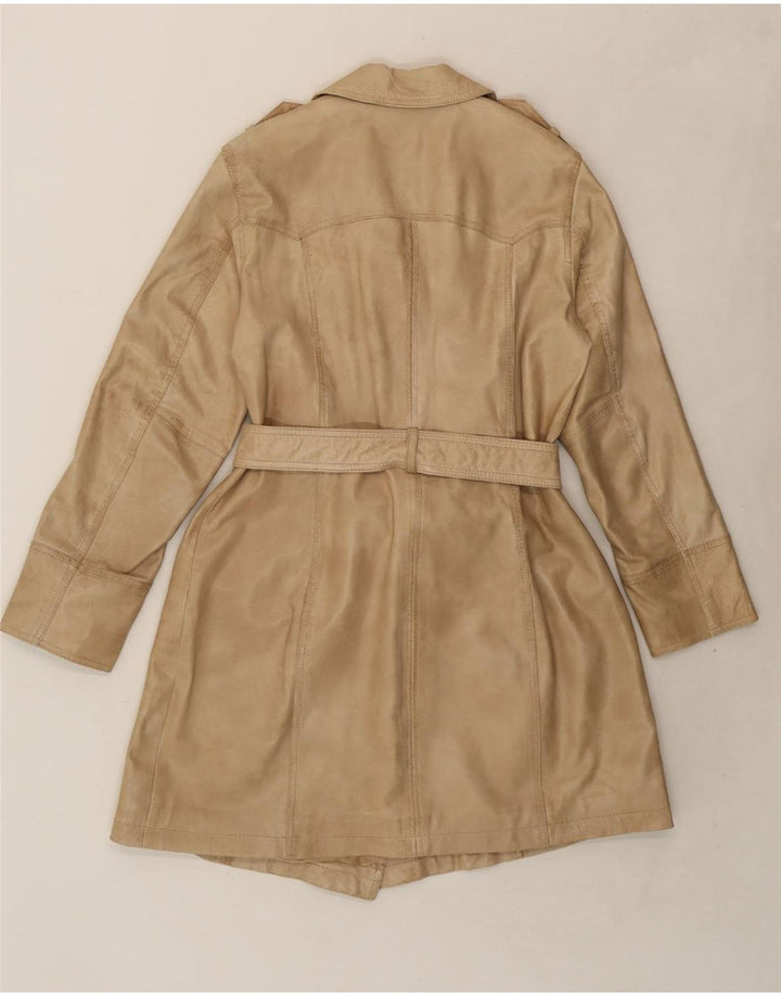 APART Womens Leather Coat UK 16 Large Beige Leather Vintage Apart and Second-Hand Apart from Messina Hembry 