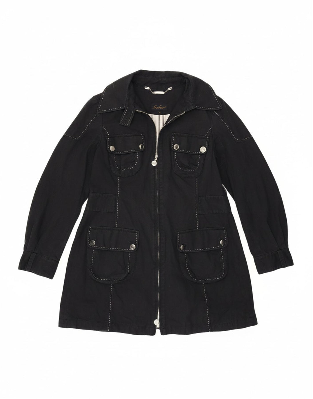 LUISA SPAGNOLI Womens Utility Jacket IT 44 Medium Navy Blue Cotton