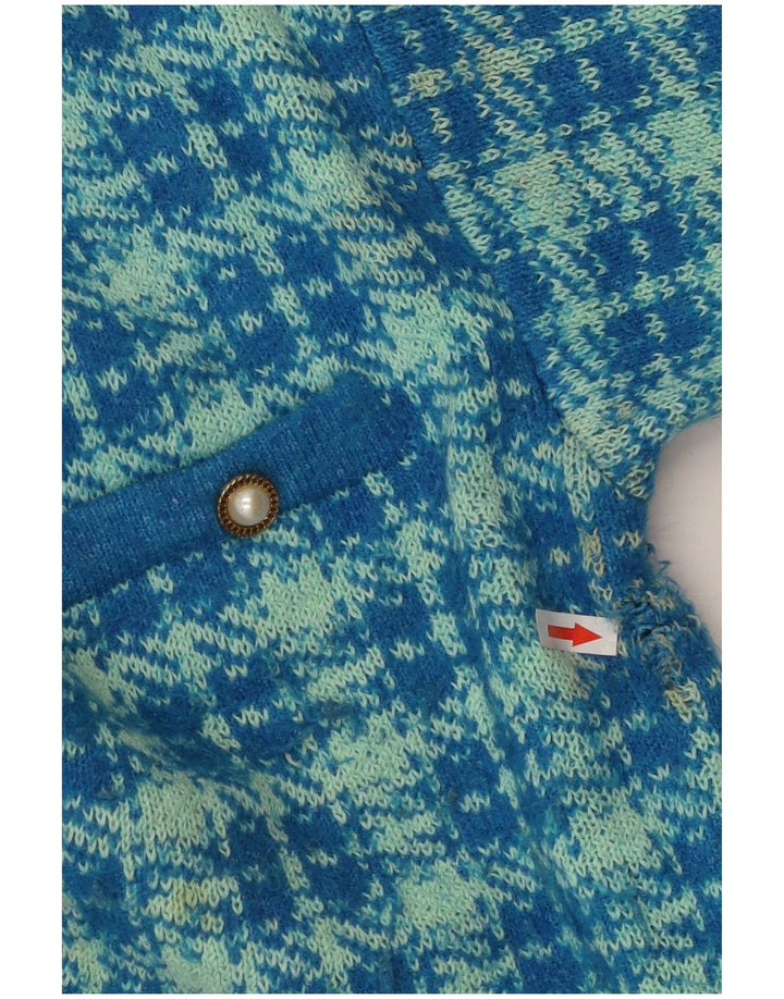 Preveliki ženski kardigan pulover Zara UK 10 Mali plavi pamuk u obliku ptičje zubice