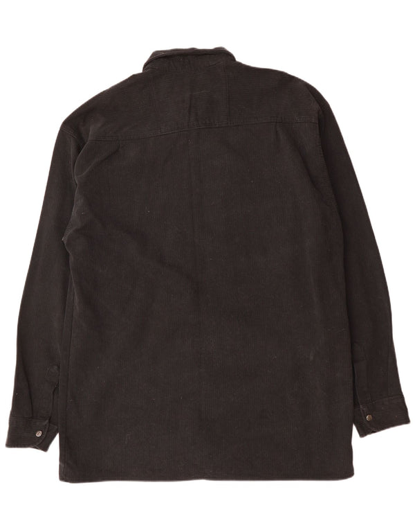 VINTAGE muška košulja od samta UK 47/48 3XL crni pamuk