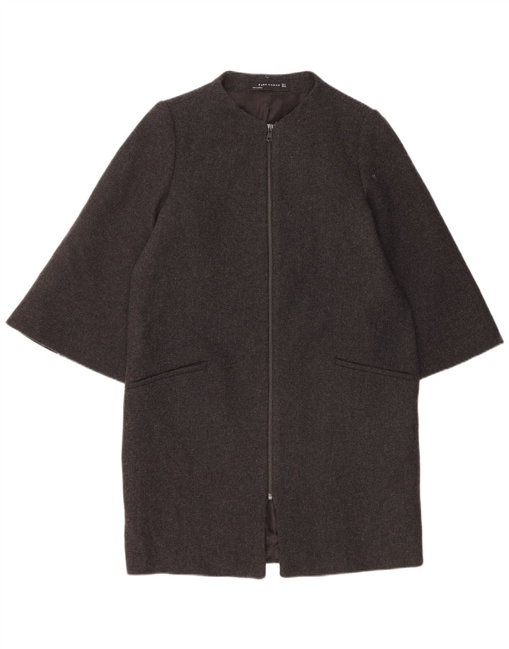 ZARA Womens Overcoat UK 14 Medium Black