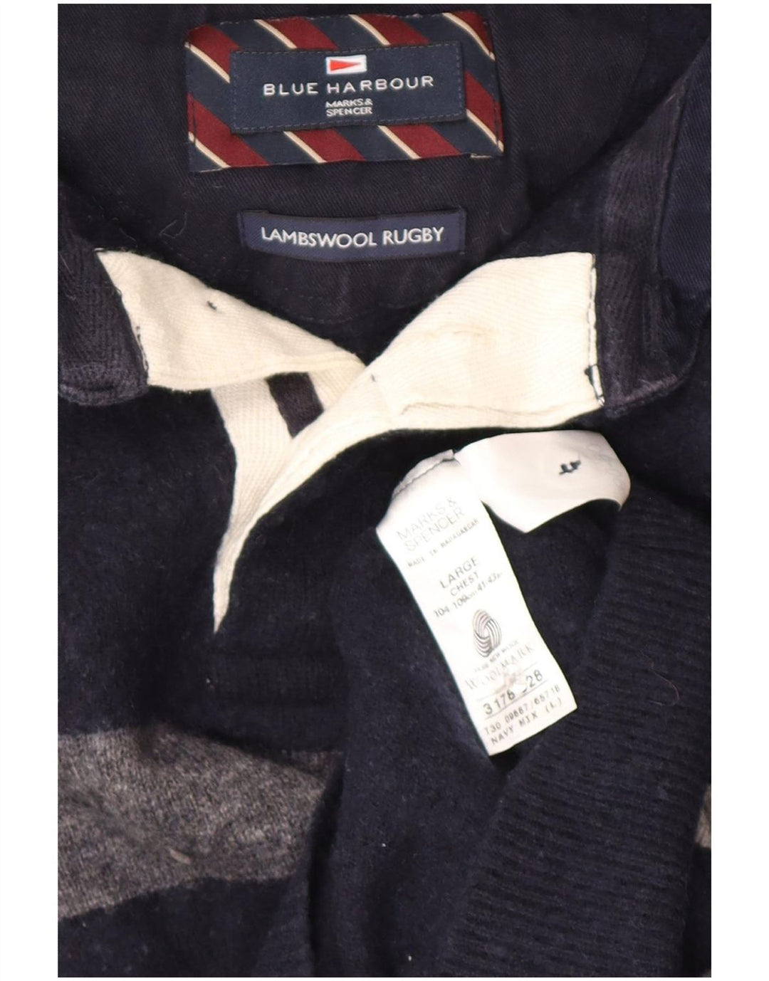 Marks & Spencer muški plavi pulover s polo ovratnikom, veliki tamnoplavi