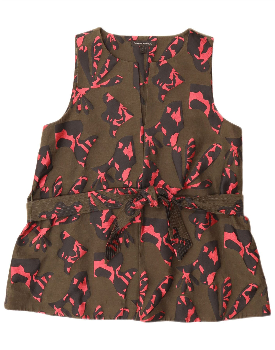 BANANA REPUBLIC Ženski gornji dio bluze s apstraktnim uzorkom UK 14 Srednji kaki