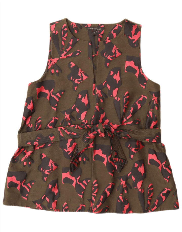 BANANA REPUBLIC Ženski gornji dio bluze s apstraktnim uzorkom UK 14 Srednji kaki