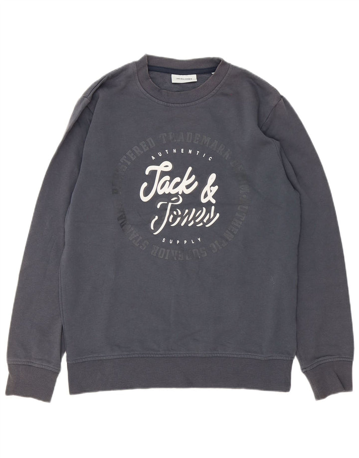 Jack & Jones muški džemper srednje sive boje s grafičkim motivima