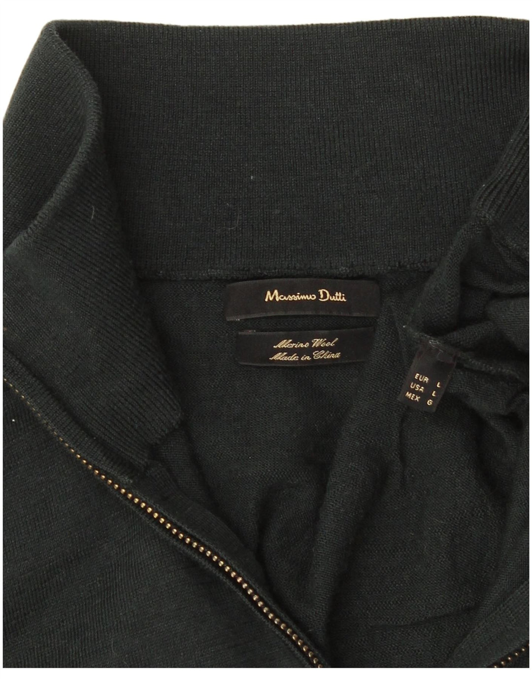 Massimo Dutti muški džemper s izrezom i velikim zelenim merino vunom