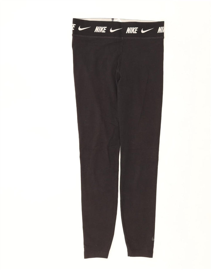 NIKE ženske uske grafičke tajice UK 12 Srednje crni pamuk