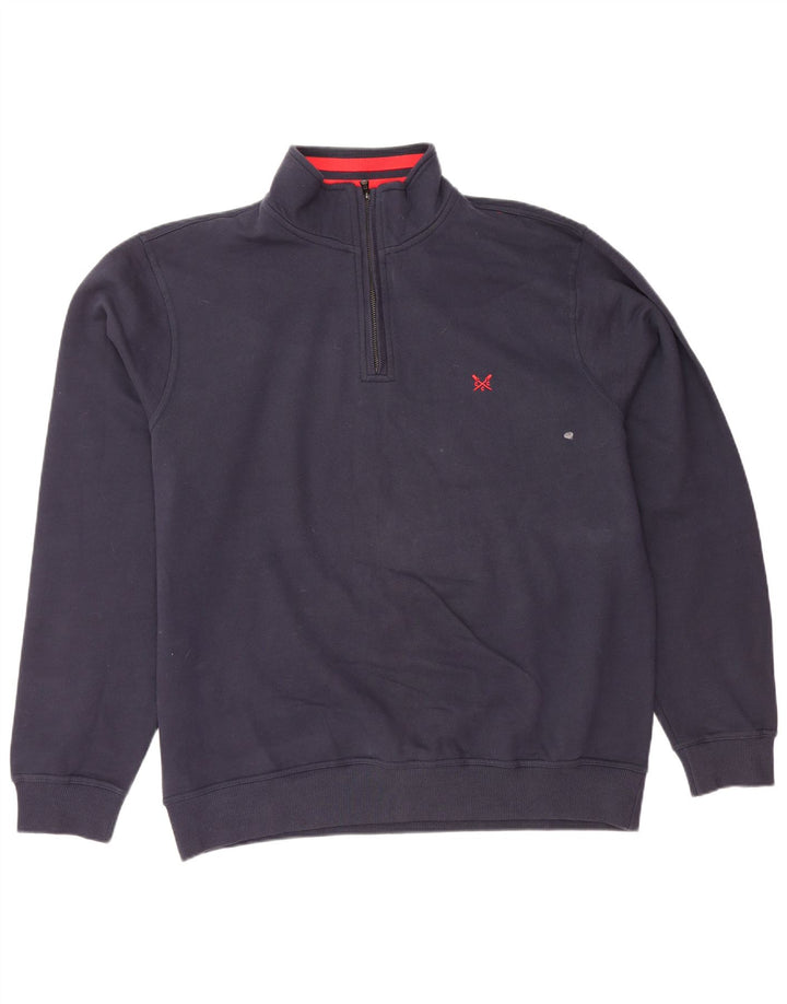 CREW CLOTHING Muška majica s izrezom s patentnim zatvaračem 2XL tamnoplavi pamuk