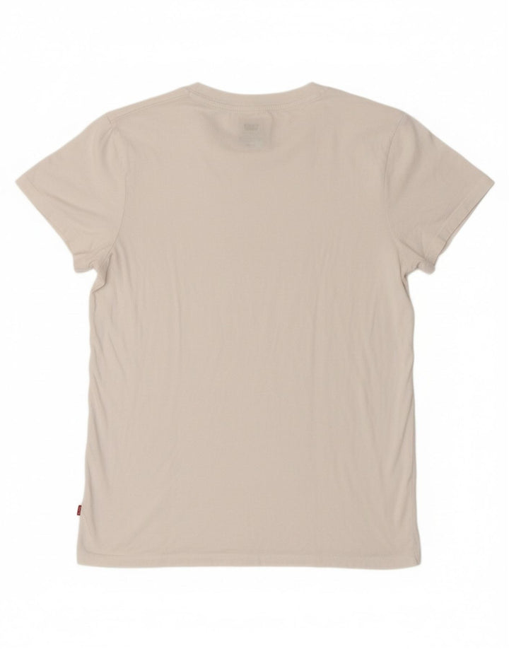 LEVI'S Womens Graphic T-Shirt Top UK 14 Medium White Cotton Vintage Levi's and Second-Hand Levi's from Messina Hembry 