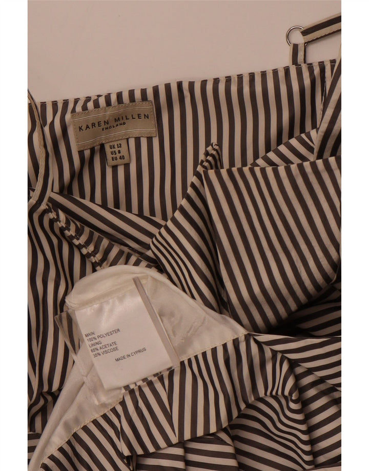 KAREN MILLEN Ženska asimetrična haljina A-kroja UK 12 srednje crna na pruge