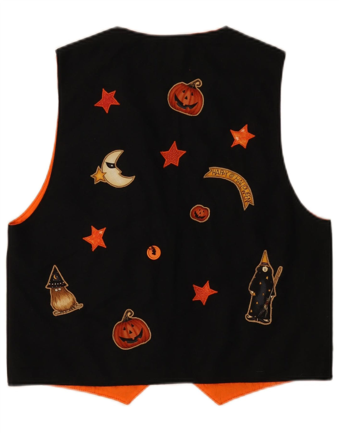 VINTAGE ženski grafički prsluk UK 12 Srednje crni