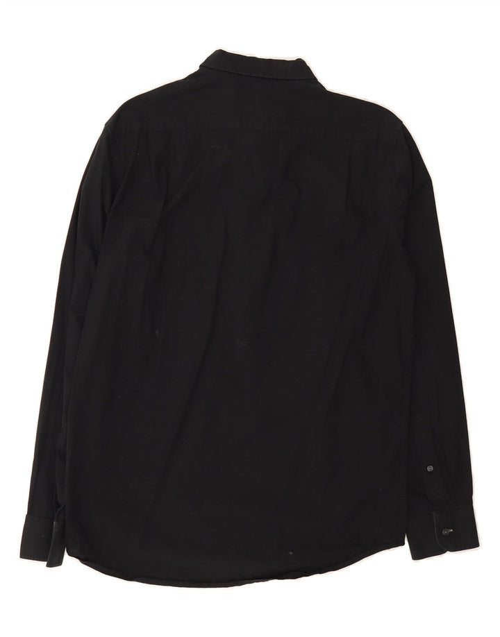 MICHAEL KORS Mens Tailored Fit Shirt Medium Black Cotton Vintage Michael Kors and Second-Hand Michael Kors from Messina Hembry 