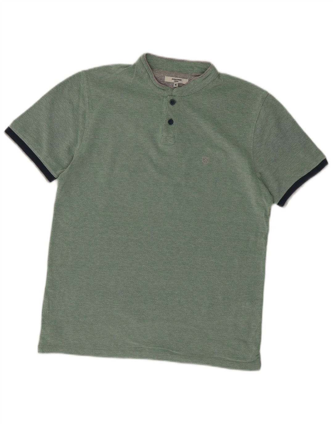 JACK & JONES Mens Polo Shirt Medium Green Cotton