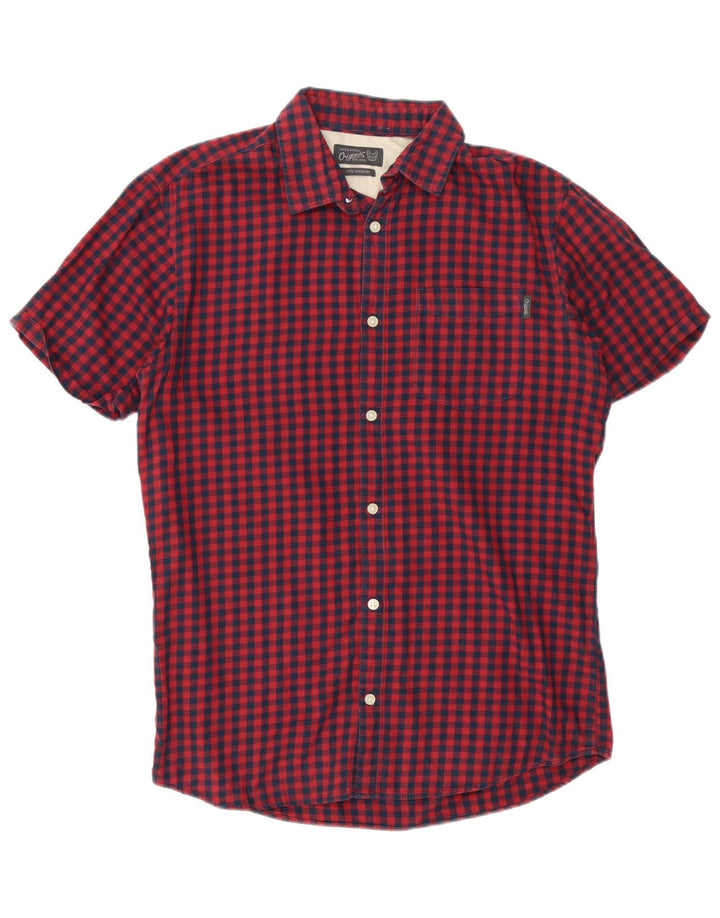 Jack & Jones muška košulja kratkih rukava srednje crvene pamučne boje