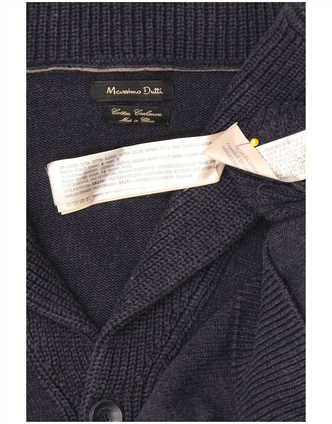 Massimo Dutti muški kardigan pulover srednje tamnoplave boje pamuka