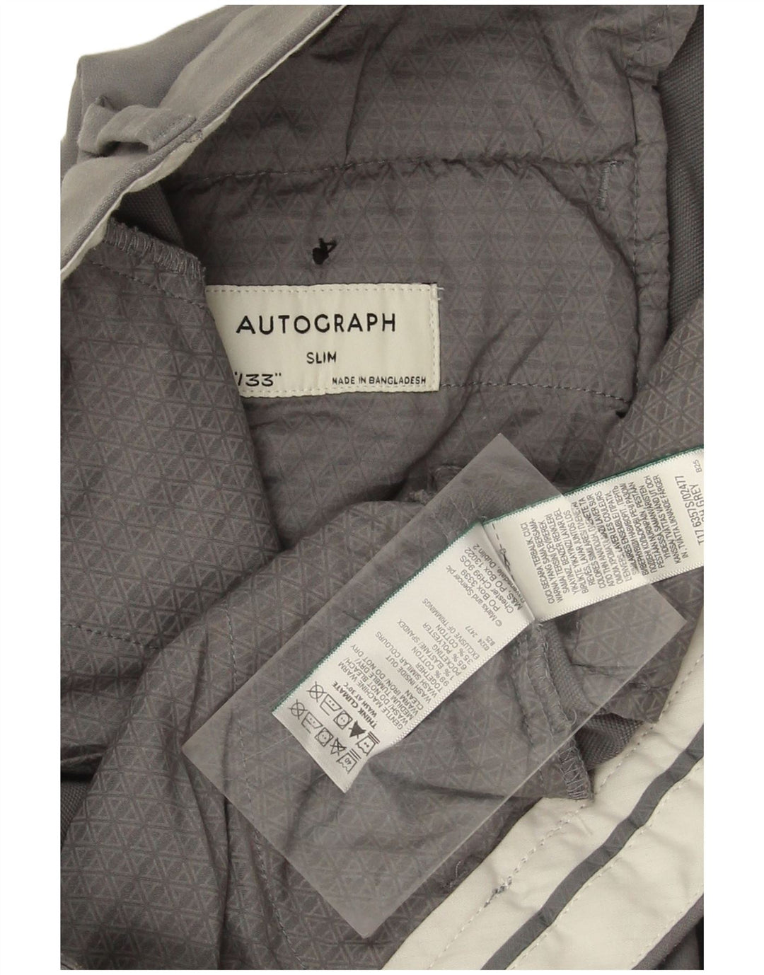 MARKS & SPENCER Muške autograph uske chino hlače W32 L33 Sivi pamuk