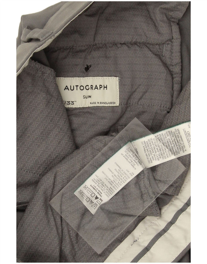 MARKS & SPENCER Muške autograph uske chino hlače W32 L33 Sivi pamuk