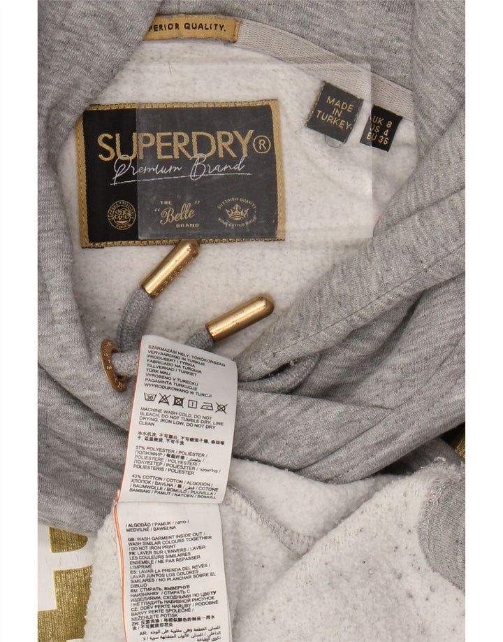 SUPERDRY Ženska prevelika majica s kapuljačom s kapuljačom UK 8 Mala siva